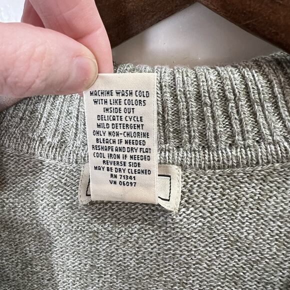 L.L. Bean Womens Linen Polo Sweater Size M Green Preppy Casual Beachy Breathable - Picture 4 of 7